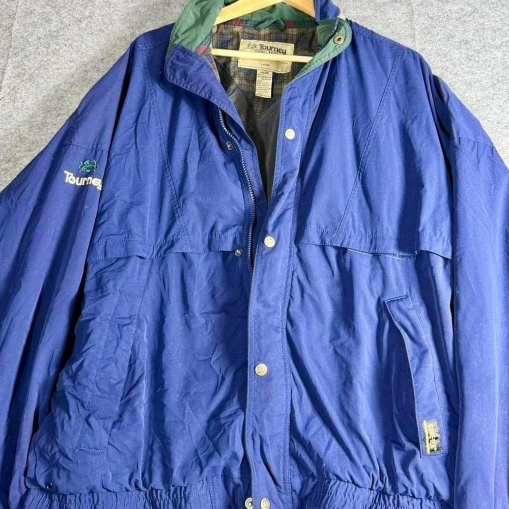 Tourney Gore-Tex Golf Jacket Mens Large Blue Waterproof Windbreaker Plaid Lined
